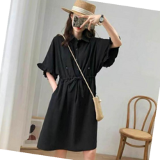 나시원피스 여름 여성 허리조임 카라단추 수유지퍼 반팔원피스