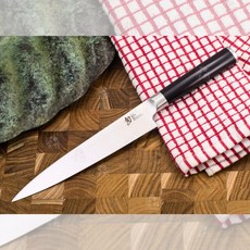 日本貝印KAI 旬Shun VG-MAX 大馬士革鋼 切片刀 DM-0761 18cm 彈性柔韌, 1個, 龍紋-切片刀(18cm)