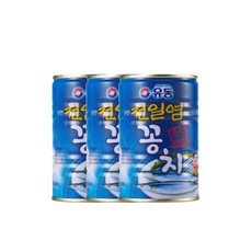 유동 천일염 꽁치 캔 통조림, 3개, 400g