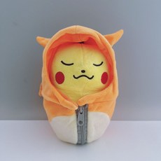 寵物小精靈 寶可夢 皮卡丘毛絨公仔 睡眠睡袋玩偶 衣服可脫 創意擺件 交換禮物, 1個, 18CM睡袋皮卡丘-100g, 黃色