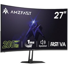 Amzfast 27인치 240Hz 게이밍 모니터 FHD Fast VA 패널 4000 1 콘트라스트 컴퓨터 모니터 스피커 HDMI DP 포트 125% sRGB VESA 지원, 27 Inch, 4 200Hz/Fast VA/Speakers
