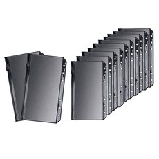 XiowDow 12개 블랙 A6 바인더 포켓 PVC 현금 봉투 예산 돈 지퍼 파우치 지갑용 재사용 가능한 삽입 6링 절약 플래너, 1 Grid Zipper Pockets