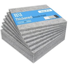 256745 BXI 두꺼운 흡음 패널 - 12팩 30.5 x 1.3cm(12 12 0.5인치) 고밀도 어쿠스틱 패널 에코 소음 감소 사운드 벽 및 천장 음향 처리용 고정 가능, 실버 그레이