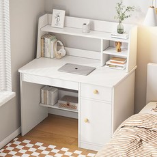 원룸 서재 공부 사무용 1인용 일자형 미니멀 수납형 책상, 화이트(+수납장)