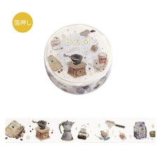 BGM Life系列 和紙膠帶 花卉素描, 1個, 01.enjoy CAFE 138, 花卉素描, enjoy CAFE