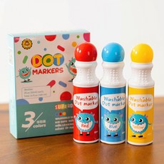 MHS 유아 도트 물감 3색 찍기 놀이 어린이 색칠 점묘화