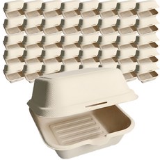 Levendeco Lid Integrated Pulp Picnic 方形飯盒米色, 1個, 50入