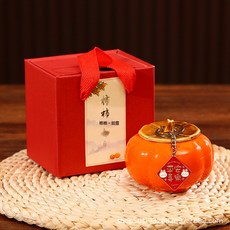 DFMEI 柿柿如意柿子茶葉罐陶瓷密封罐茶罐喬遷新家用創意擺件婚慶伴手禮, 1個