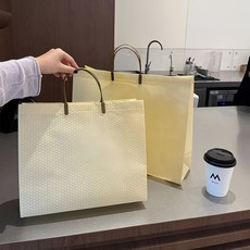 복장 부직포 쇼핑백 소중대 포장봉투 손잡이 선물봉투 쇼핑백 리유저블, 25개, 옐로우 솔리드44×33×12CM