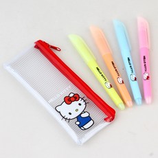 산리오 4색 탄력 엘라스토머 형광펜 세트/필기류 포인트 다꾸 꾸미기 펜, 1개, 헬로키티