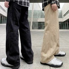 3TYPE 숏/기본/롱 투 라인 절개 코튼 와이드 바지 팬츠
