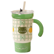 StarR 애니멀 세라믹 콜드컵, 그린, 1개, 550ml 그린, 1개, 550ml
