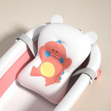 嬰兒洗澡盆浴盆寶寶可摺疊幼兒坐躺大號浴桶小孩家用新生兒童用品, 1個, 恐龍懸浮浴墊-粉色:如圖