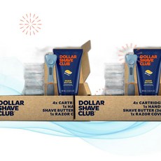 Dollar Shave Club 달러 쉐이브 클럽 차량용 면도기 회원 전용 세트 - 엑스트라 클로즈 리필 카트리지 4개 핸들 1개 블루 버터 커버 M2 2개