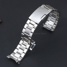 20mm 스테인레스 스틸 스포츠 스트랩 곡선 끝 시계 밴드 남성 금속 팔찌 범용 교체 액세서리