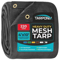 TARPONIX Heavy Duty Black Shade Cloth Mesh Tarp – Finish Size 7 x 18 FT (2-Pack) with Grommets – S