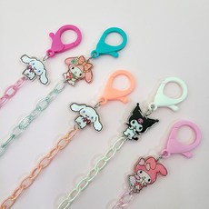 캐릭터 미니 아크릴 글리터 플라스틱 체인 양면 시나모롤 마이멜로디 쿠로미 마스크스트랩