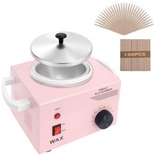 전기 왁스 워머 기계 바디 제모 핫 스파 알루미늄 히터 나무 스틱 포함 - 싱글 포트 (블랙)