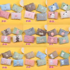 만화 털실 충전식 온수병 안전 방폭 전기 온열기 이중 손잡이 분리형 세탁 가능한 손난로 아기 온열기, 혼합머리베개 11