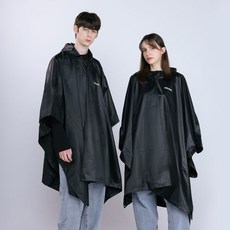 寬鬆連帽素色雨衣, 黑色, 1個