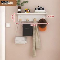 DFMEI 掛衣架壁掛牆上門後掛鉤玄關臥室掛衣鉤衣帽架置物架9色可選, 1個, 象牙白4鉤【置物帶掛鉤款】:如圖