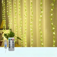 전원 요정 크리스마스 장식 커튼 가랜드 창문용 새해 버드나무 잎과, 02 liuye warm, 03 3x3m, 1개