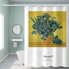 고흐 샤워커텐 방수 명화, 1개, 유화 9 Z8R