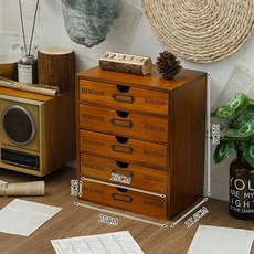 약장수납장 미니서랍장 나무 우드 약장 책장 438 오동나무 화초장 손잡이 다용도, I. 레트로 컬러 5겹문자 포함