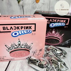 韓國 OREO Blackpink 聯名 奧利奧 草莓 巧克力 夾心餅乾 盒裝 800g 20小包, 1個, 黑盒 草莓夾心,無盒 5入
