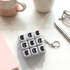 라나야 고양이 모양 청축 키캡 키링 열쇠고리 키홀더 피젯토이, 9구, 1개