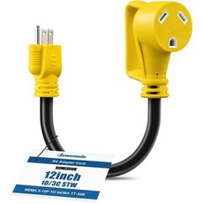 듀엔윌스 RV 연장 코드 NEMA 5-15P 15암페어 남성 플러그에서 TT-30R 30암페어 여성 리셉터클 12인치 전기 어댑터 캠핑카 카라반 밴 트레일러용 10AWG STW, NEMA 5-15P to TT-30R