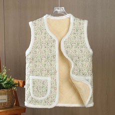 여성 보온 융털 조끼 꽃무늬 플라워