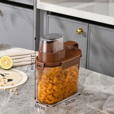 臺灣出貨密封罐食品級五穀雜糧燕麥片收納盒廚房澱粉生麵粉豆子儲存儲物罐廚房神器, 真的很厚實【小號1個裝】咖色1500ML, 1個