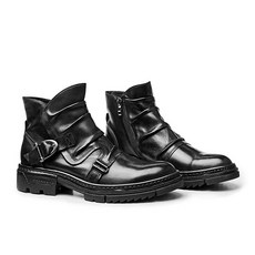 오토바이 워커 클래식 바이크 부츠 남성 가죽 슈즈, 44 카라멜브라운  내부 기모, 1개