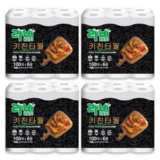 라비 천연펄프 키친타올 100매 총24롤 대용량, 4세트, 6롤