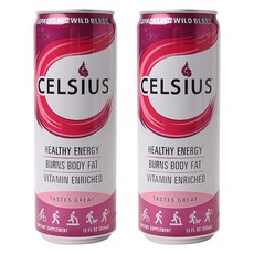 셀시우스 헬시 에너지 드링크 스파클링 와일드 베리 비건 무설탕 글루텐 프리, 355ml, 2개