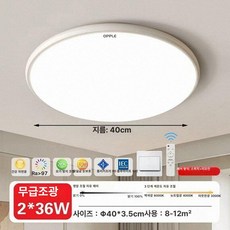 거실 LED 전등 슬림형 눈보호 전광 스펙트럼 조명, 원형 40cm 무단계 36W