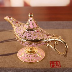 요술램프 엔틱 합금 인테리어 장식품 연극소품 촬영소품 지니램프 탁상장식 거실장식, 22cm 골드 핑크