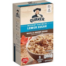 Quaker Lower Sugar 인스턴트 오트밀 메이플 브라운 슈가 33.7g(1.15온스) 패킷 (8팩)