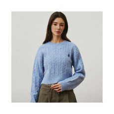 빈트릴 여자 니트 스탠다드 해시태그 로고 울 케이블 크롭 BA243KT501LADJDH5576389