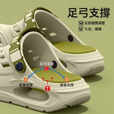 DFMEI 洞洞鞋男士夏季新款外穿防滑不累腳足弓支撐戶外eva涼拖鞋男, 綠色【足弓支撐 久站不累腳】:40/41, 1個