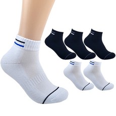 더베이직 남성용 국산 두꺼운 이중쿠션 두줄 스포츠 단목 양말 6켤레, 화이트+블랙, 6개 화이트+블랙, 6개