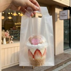 1구 컵캐리어 반투명 비닐 무지 (10장) 카페 커피 음료 테이크아웃 포장, 1개, 10개입