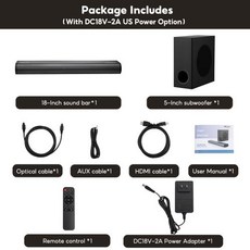 AIYIMA S07 Dolby 2.1 사운드 바 150W 바(TV 3D 시스템 스피커용 무선 서브우퍼 포함) 블루투스 HDMI, 2)US, 2) US