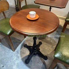 업소용테이블 카페 테이블 세트 원목 원형 사각 업소용 다이닝 가구 의자포함 모던, 호랑이 발톱 원목 원형 테이블 60 60x75