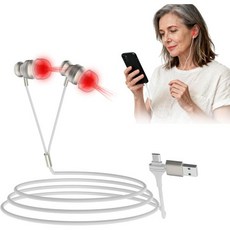 귀용 적색광 기 650nm 이어버드 휴대용 USB 타입C 이중 사용 귀 기기 저장 케이스 부드러운 실리콘 팁 포함, 귀용 적색광 기 650nm 이어버드 휴대용 USB 타입