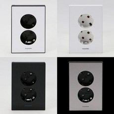 매립형 콘센트 나노전기 스위치 벽면 2구 콘센트 인테리어 모던 거실 국산 안전 접지, 아트2 가로 화이트