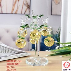水晶蘋果樹 聖誕節禮物 客廳裝飾品 擺件, 6掛3厘米黃蘋果樹, 1個