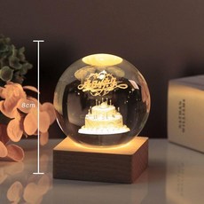 크리스탈 볼 유리 무드등 데스크탑 조명 여자친구 선물 졸업 파티 인테리어, 1개