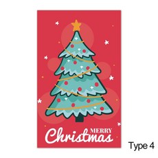 크리스마스 트리 사슴 패키지 삽입 산타 클로스 눈사람 인사 엽서 메리 카드 메시지 메모 50, Type 4